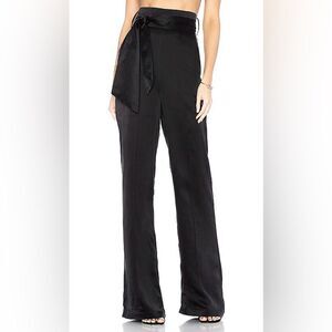 Revolve 100% Silk MISHA COLLECTION Silk High Waisted Black Pants High Rise 8